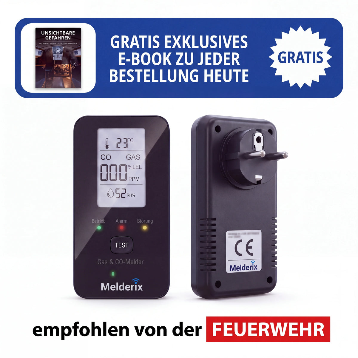 Melderix 4 in 1 CO Detektor für Familie & Haustiere